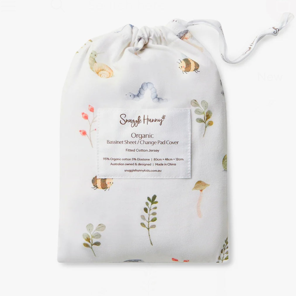 Snuggle Hunny / Fitted Bassinet Sheet - Garden Friends