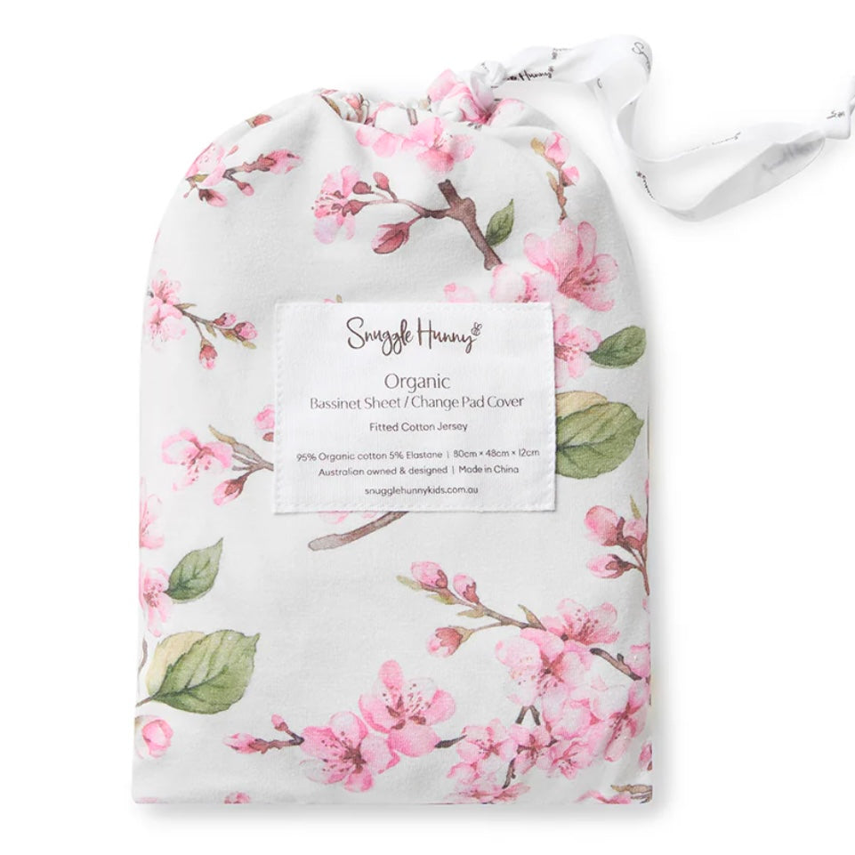 Snuggle Hunny / Fitted Bassinet Sheet - Cherry Blossom