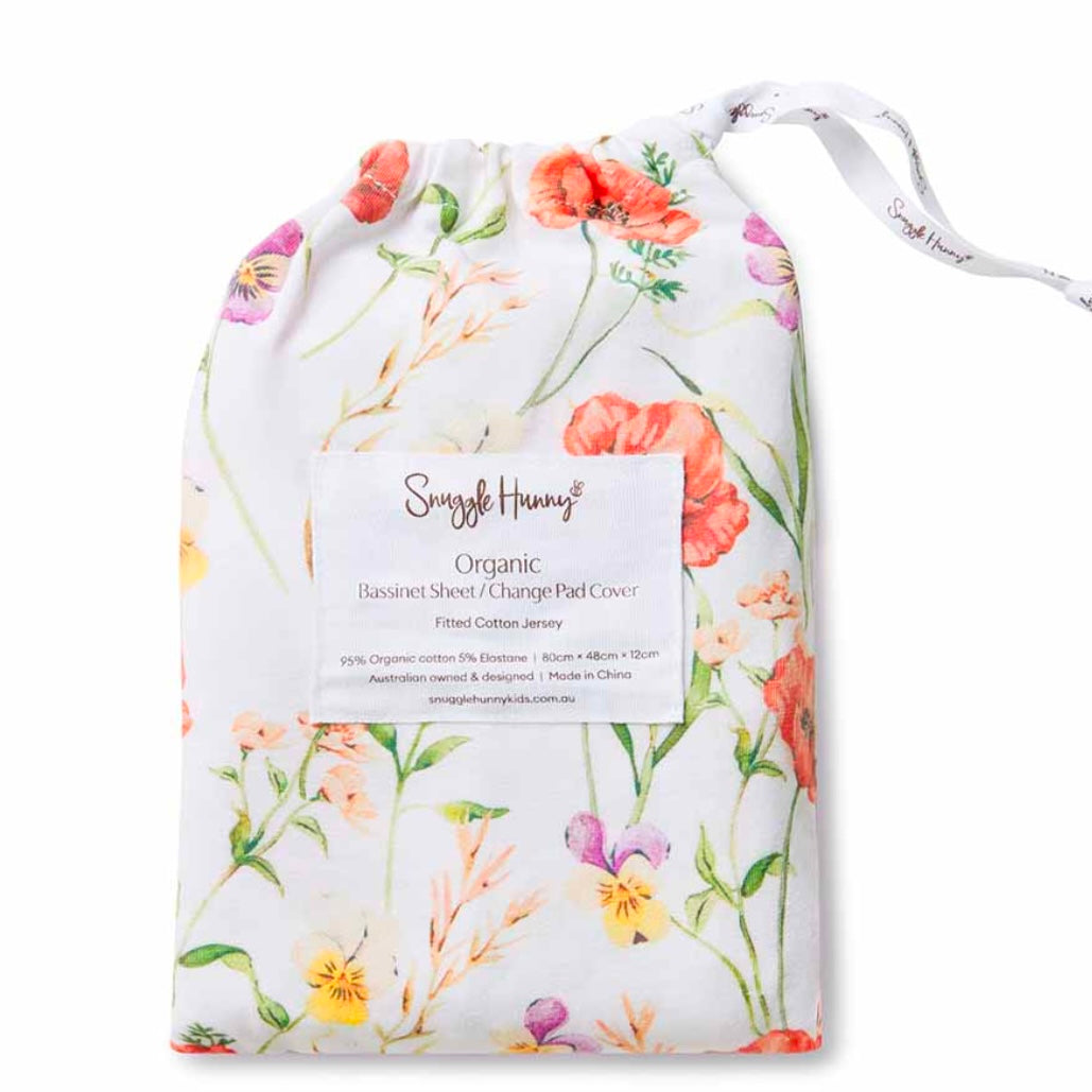 Snuggle Hunny / Fitted Bassinet Sheet - Meadow