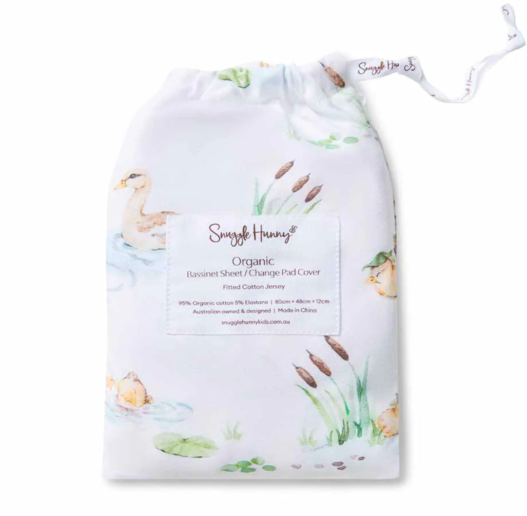 Snuggle Hunny / Fitted Bassinet Sheet - Duck Pond