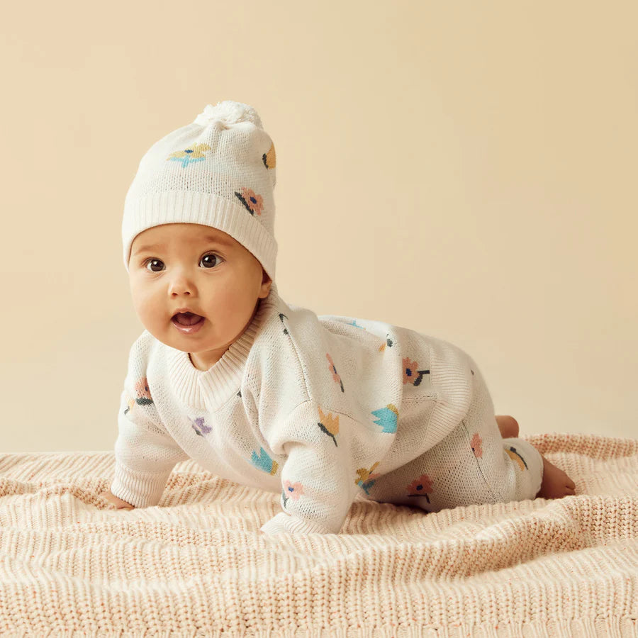 Wilson & Frenchy / Organic Knitted Jacquard Jumper - Fower Pop