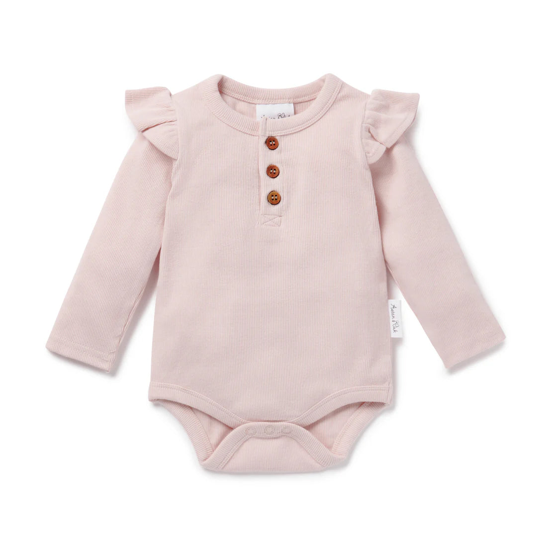 Aster & Oak / Pale Pink / Rib Flutter Onesie