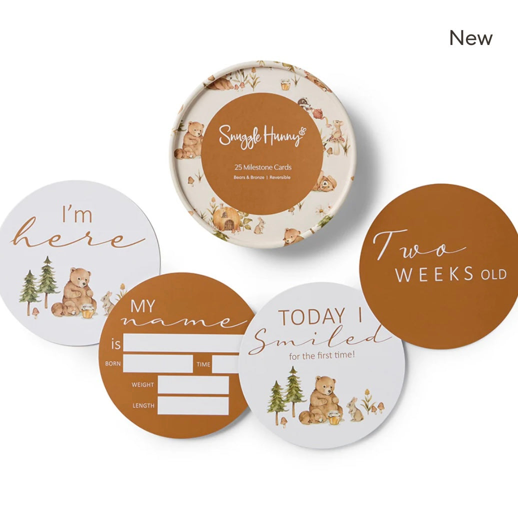 Snuggle Hunny / Reversible Milestone Cards - Bears & Bronze
