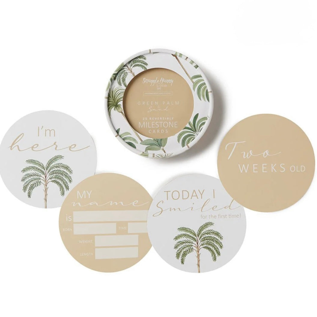 Snuggle Hunny / Reversible Milestone Cards - Green Palm & Sand