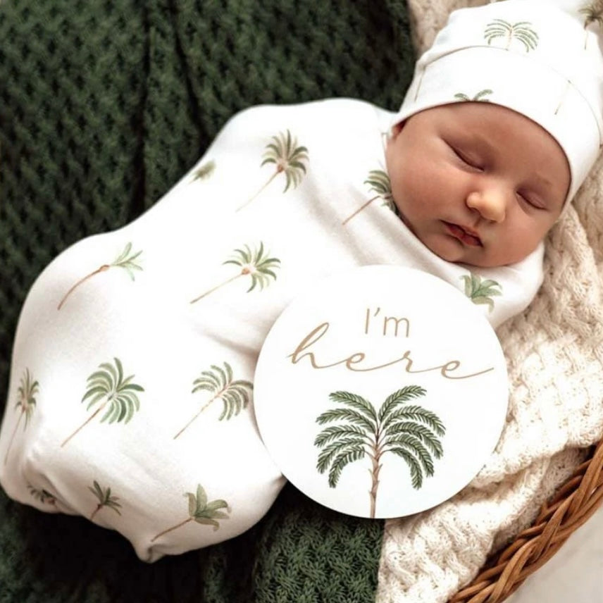 Snuggle Hunny / Reversible Milestone Cards - Green Palm & Sand