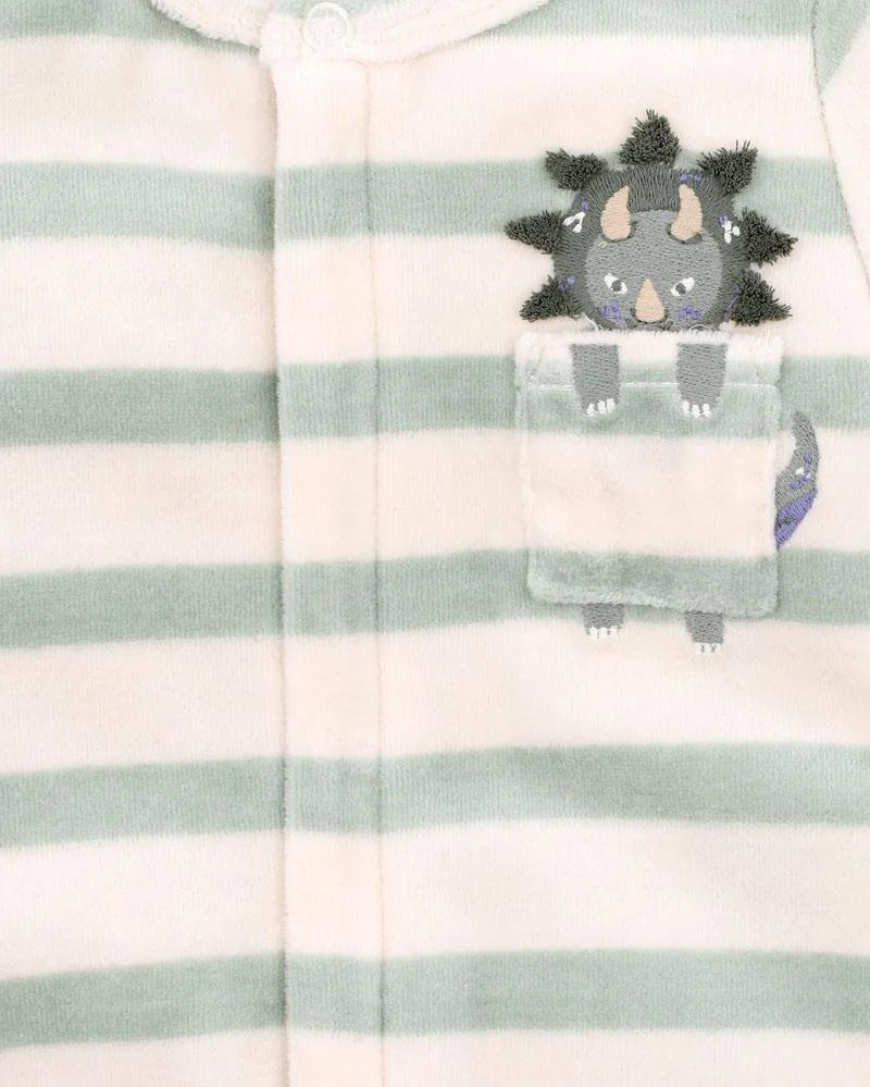 Bebe By Minihaha / Isaac Stripe LS Velour Onesie