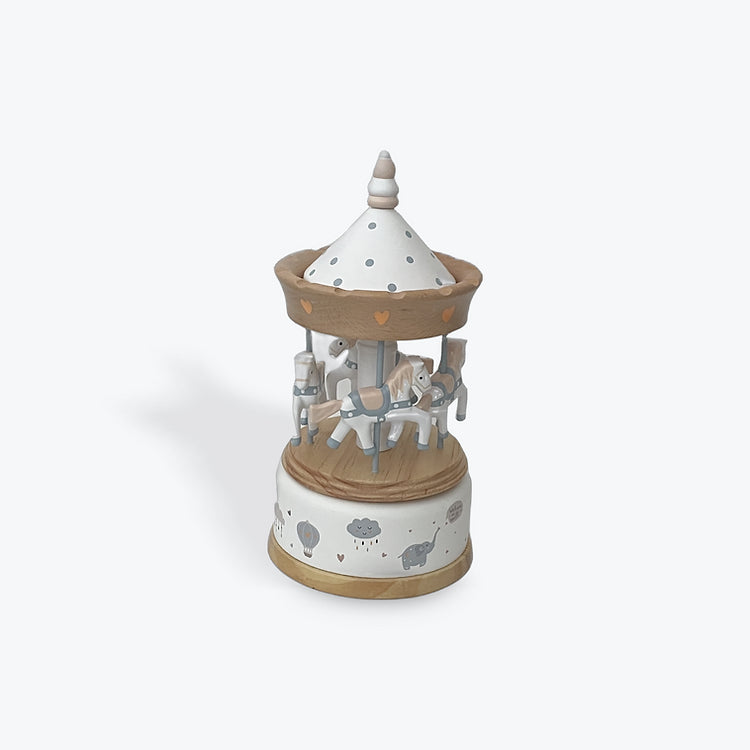 Natural Wood Musical Horse Carousel