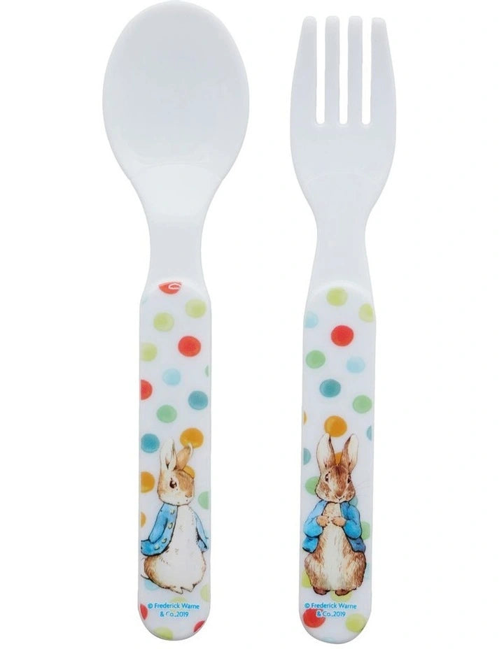 Peter Rabbit Spoon And Fork With Coloured Dots