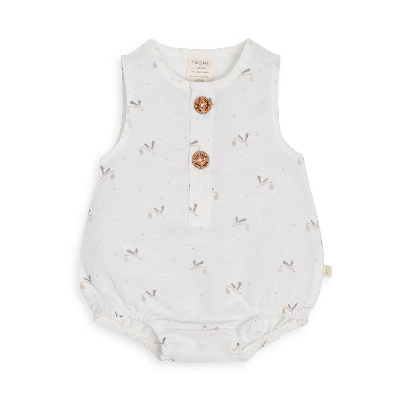 Tiny Twig Stork Bubble Romper Front View