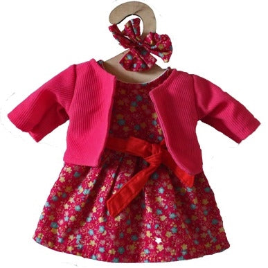 Hopscotch Doll / Doll Clothes - Pink Floral Dress & Cardigan