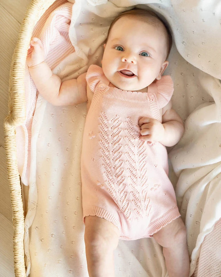 Bebe By Minihaha / Organic Pink Bobble Knit Bodysuit