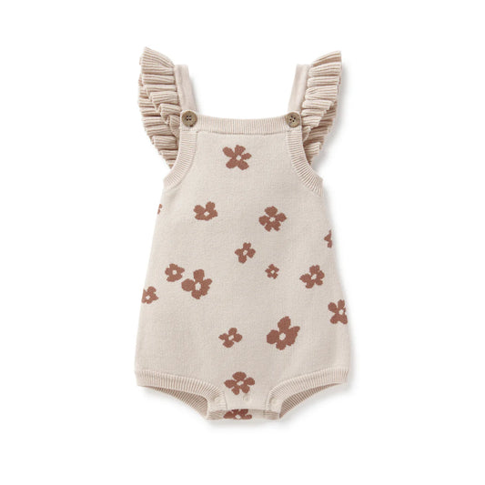 Aster & Oak / Flower Ruffle Knit Romper