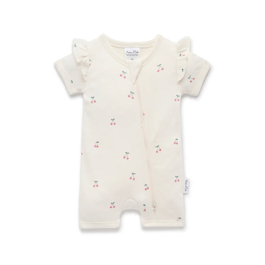 Aster & Oak / Cherry SS Zip Romper