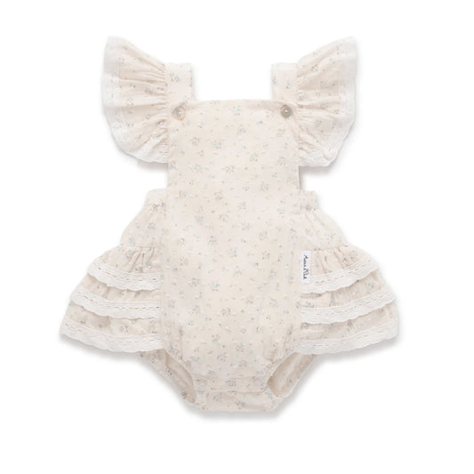 Aster & Oak / Sofia Floral Lace Trim Playsuit