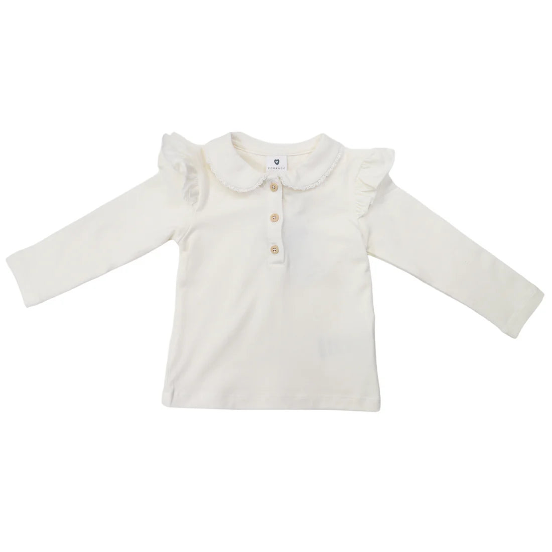 Korango / Frill Collared Cotton Blouse - Beige