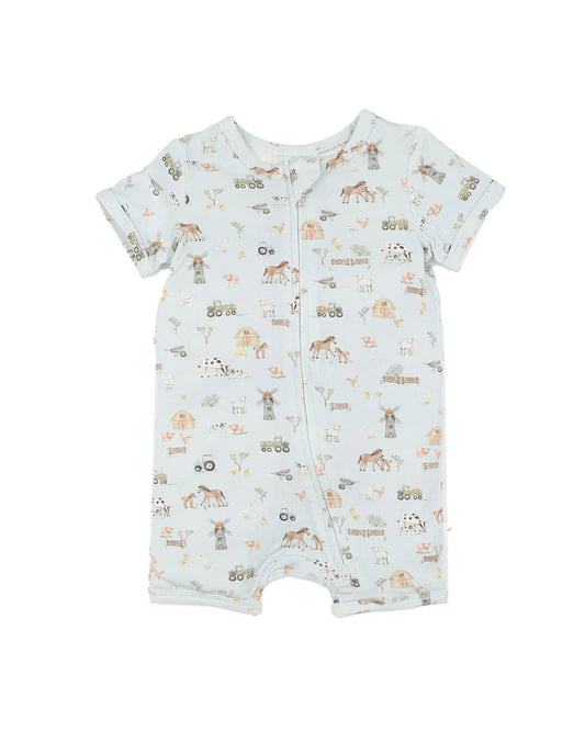 Bebe By Minihaha / Farm Print SS Zip Onesie