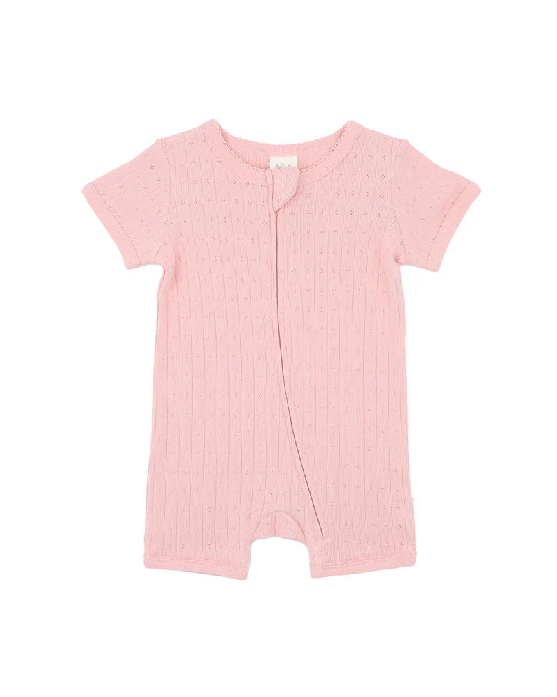 Bebe By Minihaha / Blossom Organic Pointelle SS Zip Onesie