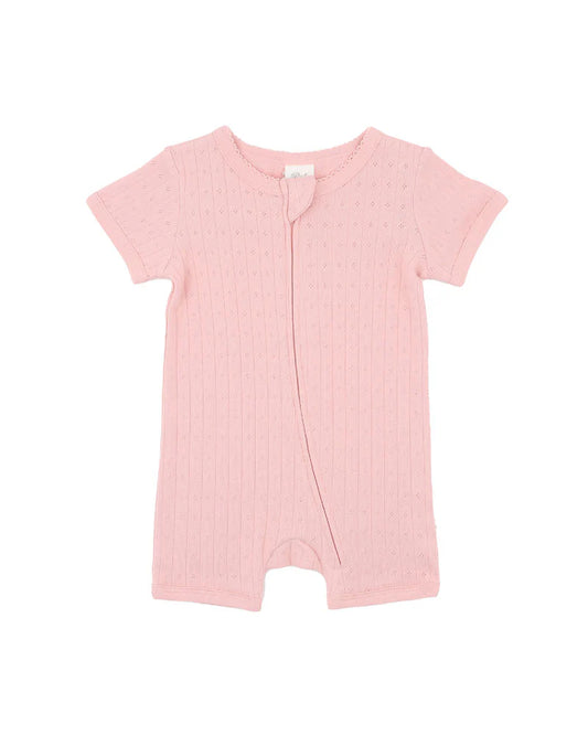 Bebe By Minihaha / Blossom Organic Pointelle SS Zip Onesie