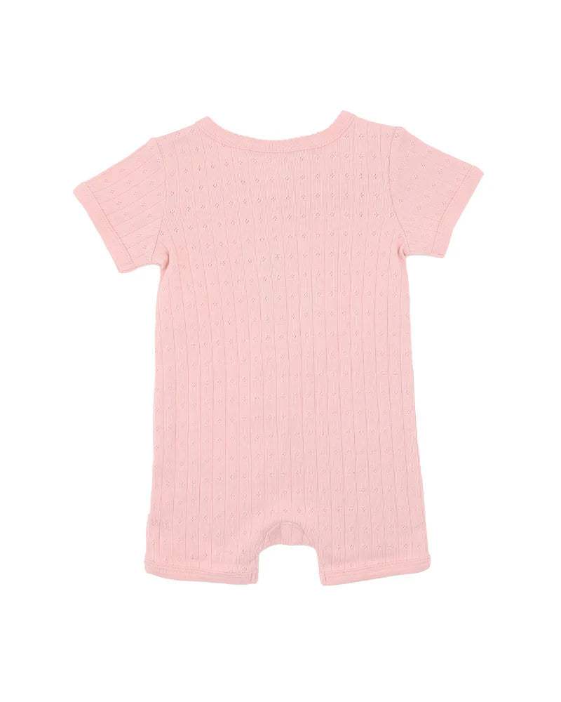 Bebe By Minihaha / Blossom Organic Pointelle SS Zip Onesie
