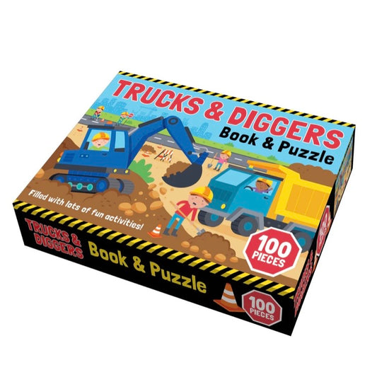 Trucks & Diggers - Book And Puzzle