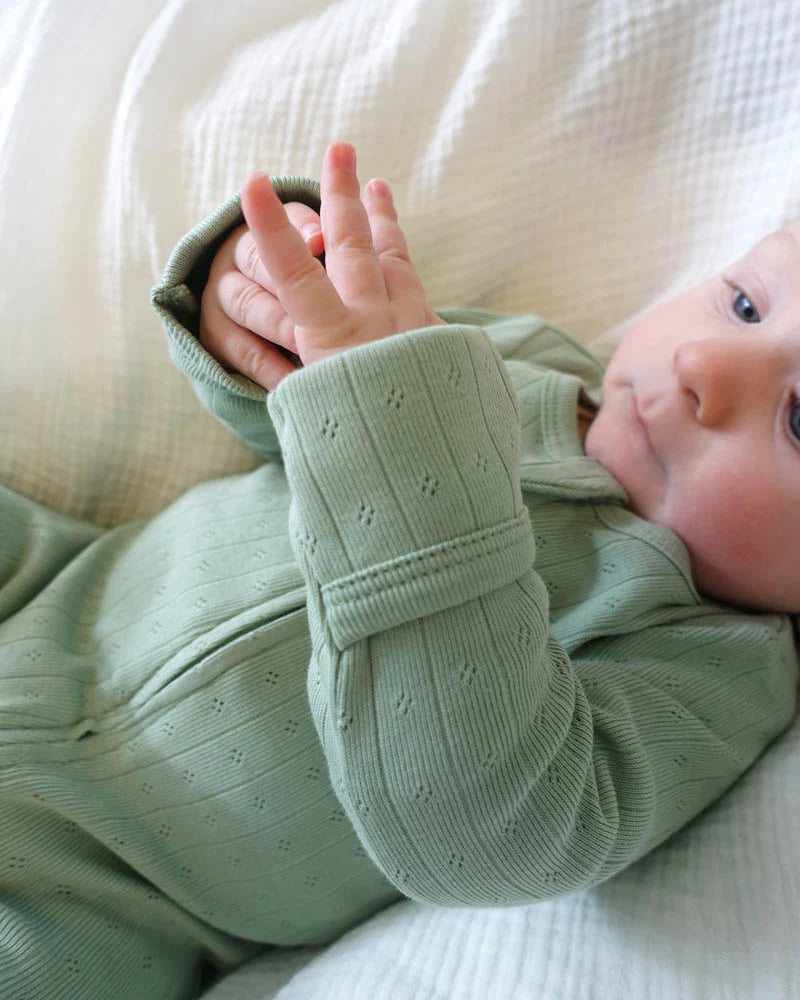 Bebe By Minihaha / Sage Organic Pointelle LS Zip Onesie