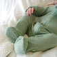 Bebe By Minihaha / Sage Organic Pointelle LS Zip Onesie