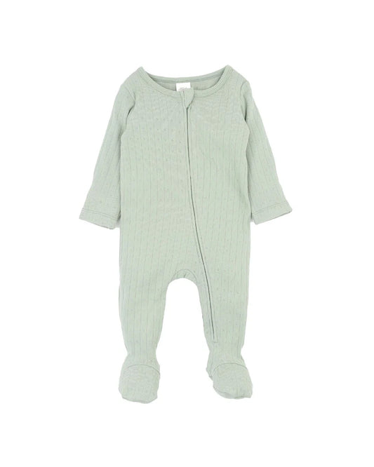 Bebe By Minihaha / Sage Organic Pointelle LS Zip Onesie