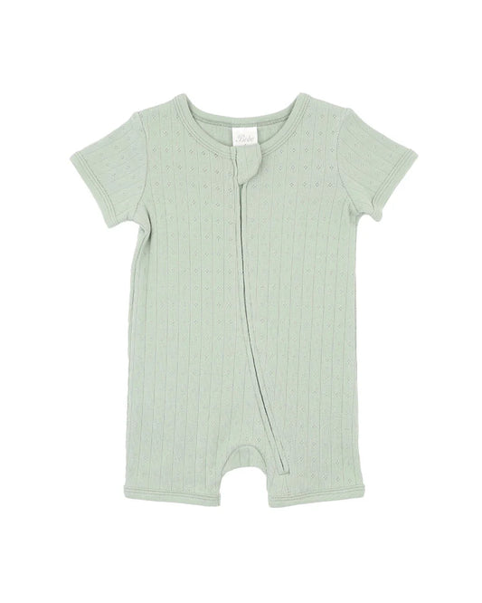 Bebe By Minihaha / Sage Organic Pointelle SS Zip Onesie