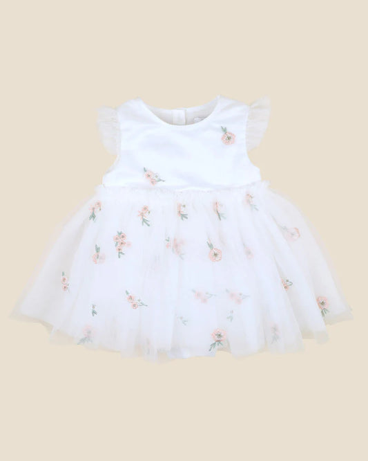 Bebe By Minihaha / Ivory Floral Embroidered Tulle Overlay Dress