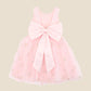 Bebe By Minihaha / Pink Floral Embroidered Back Bow Tulle Dress