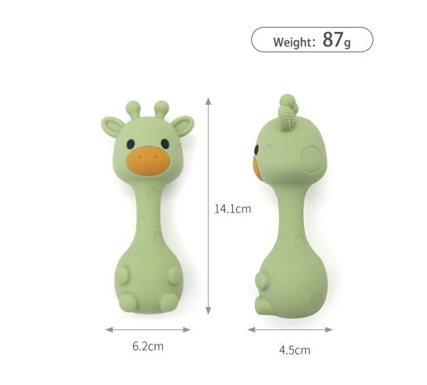 Little Mallow - Silicone Giraffe Rattle - Olive