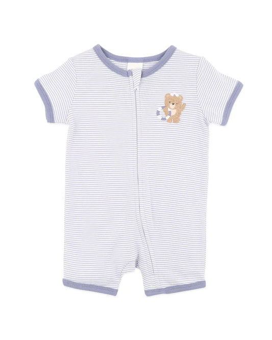 Bebe By Minihaha / Axel Stripe Organic SS Zip Onesie