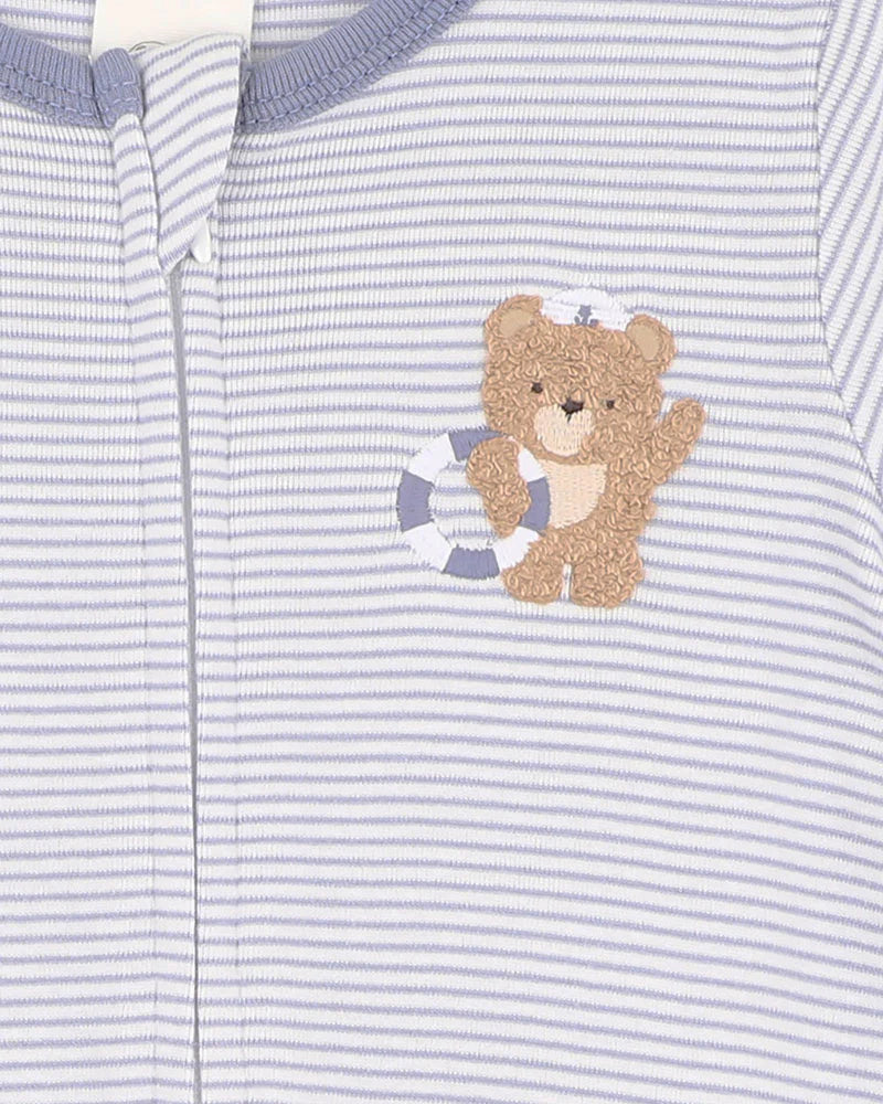 Bebe By Minihaha / Axel Stripe Organic SS Zip Onesie