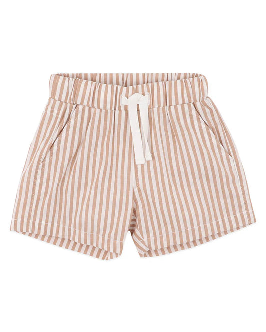 Bebe By Minihaha / Brady Stripe Woven Shorts - Caramel Stripe