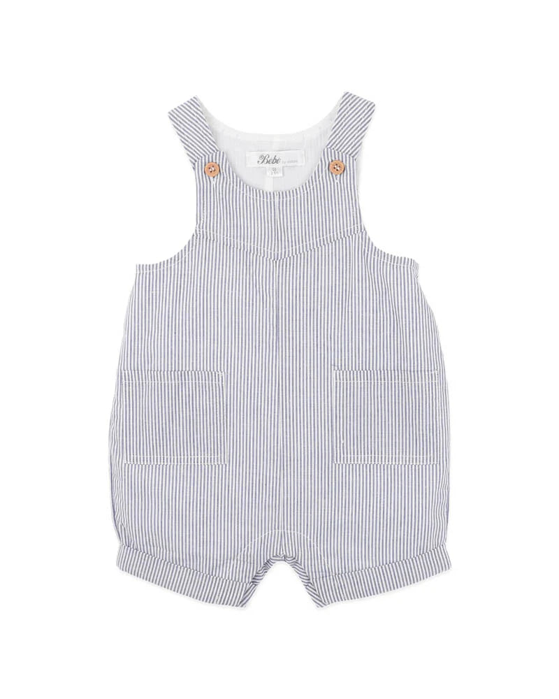 Bebe By Minihaha / Brady Stripe Woven Overalls - Indigo Stripe