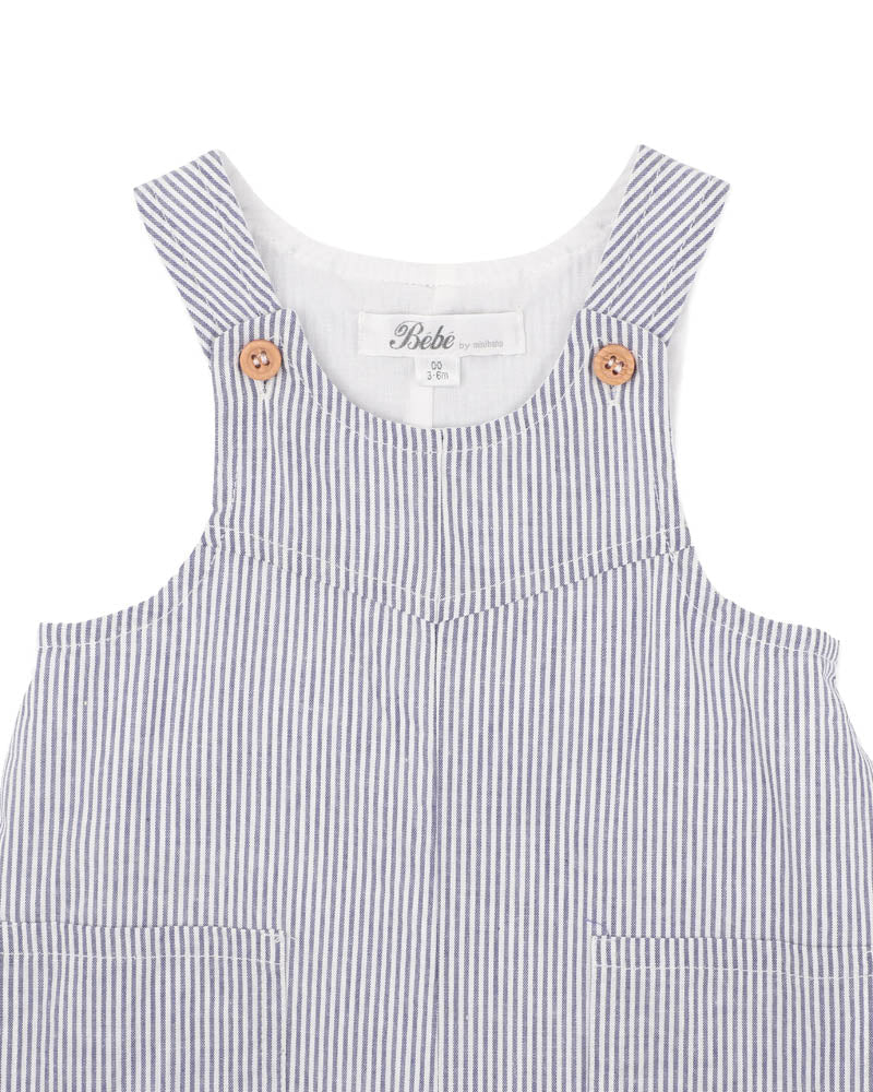 Bebe By Minihaha / Brady Stripe Woven Overalls - Indigo Stripe