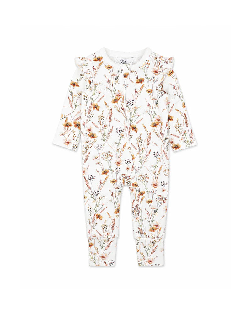 Bebe By Minihaha / Taylor Organic Floral LS Zipsuit