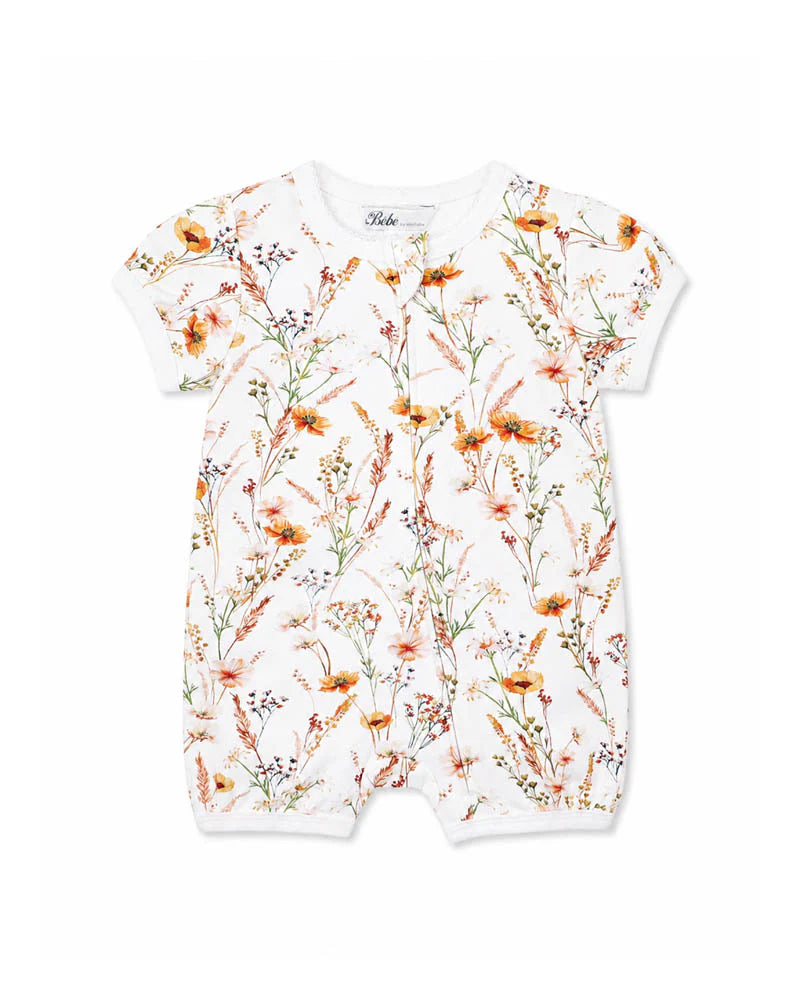 Bebe By Minihaha / Taylor Organic Floral SS Zip Romper