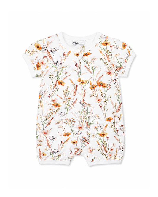 Bebe By Minihaha / Taylor Organic Floral SS Zip Romper