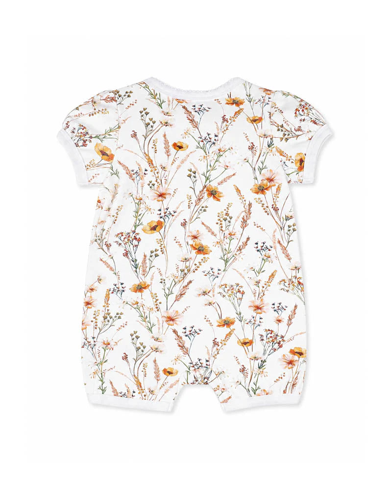 Bebe By Minihaha / Taylor Organic Floral SS Zip Romper
