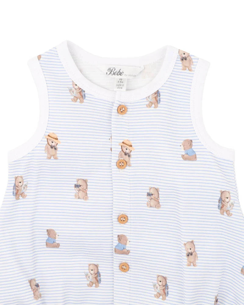 Bebe By Minihaha / Brady Stripe Organic Button Up Bodysuit