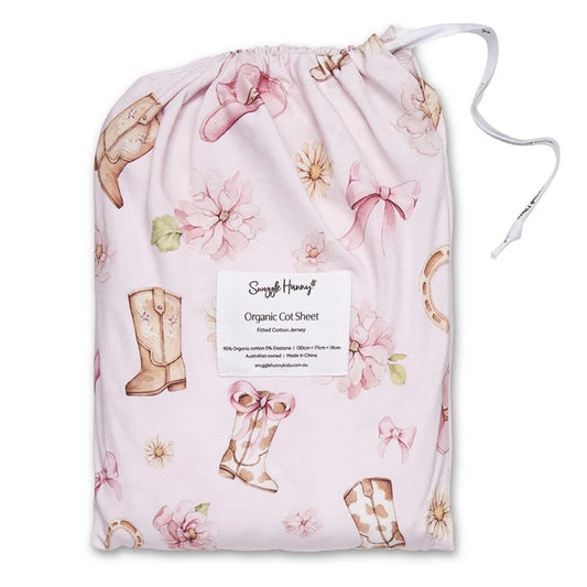 Snuggle Hunny / Fitted Cot Sheet - Boots & Bows