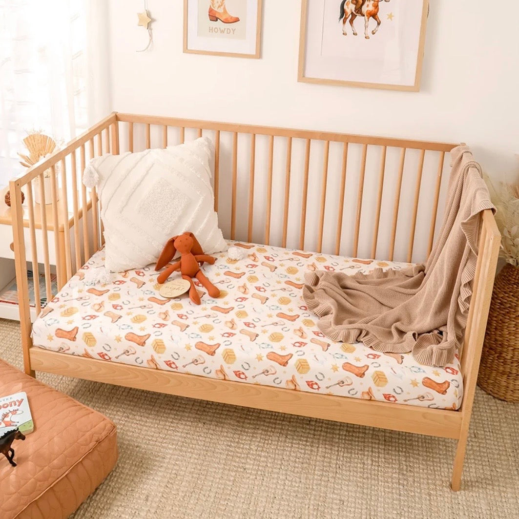 Snuggle Hunny / Fitted Cot Sheet - Cowboys