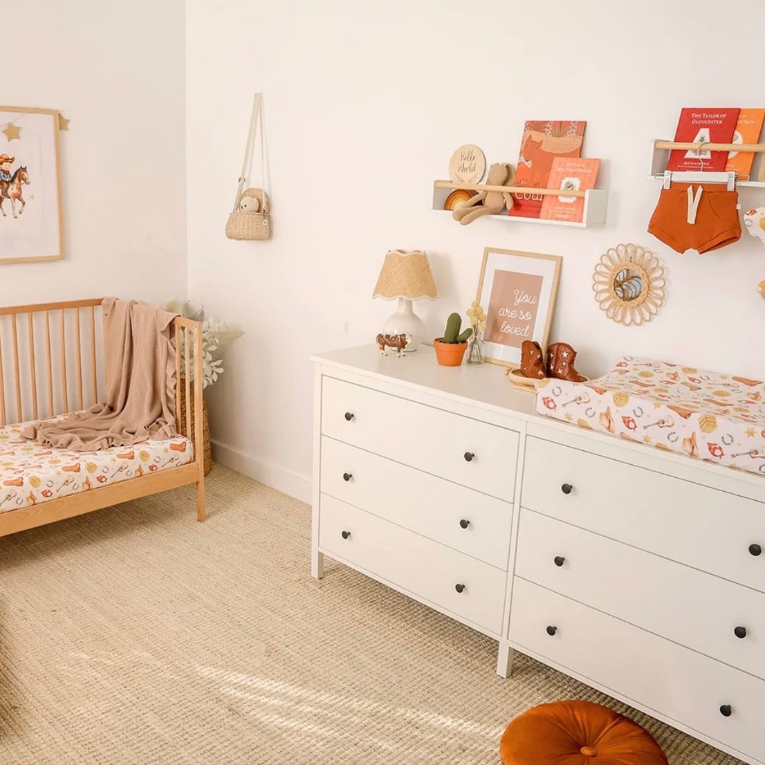 Snuggle Hunny / Fitted Cot Sheet - Cowboys