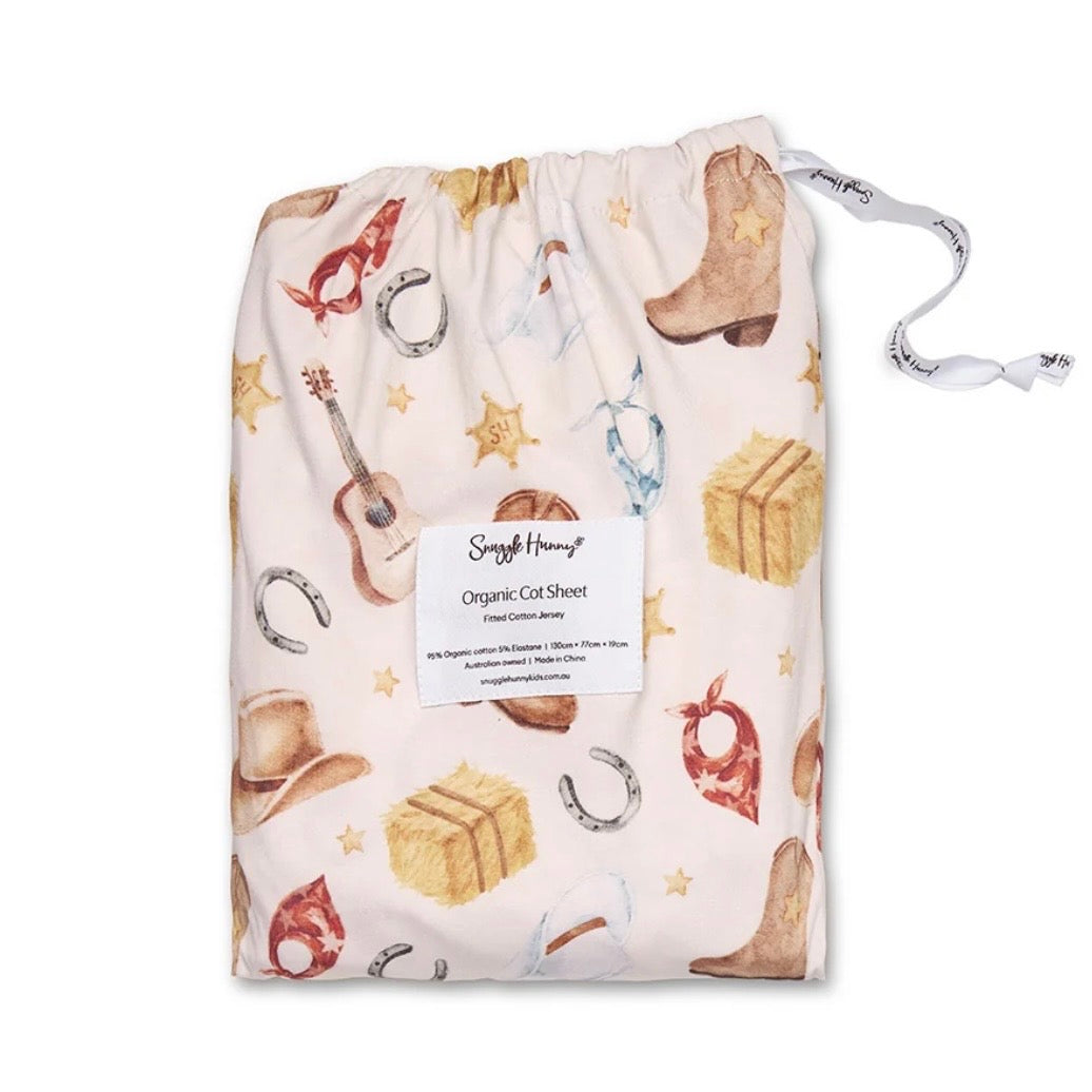 Snuggle Hunny / Fitted Cot Sheet - Cowboys