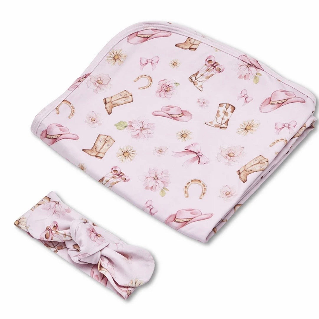 Snuggle Hunny / Jersey Wrap Set - Boots & Bows