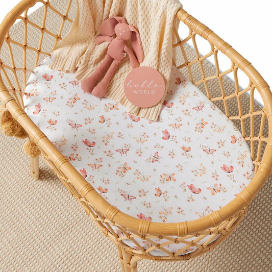 Snuggle Hunny / Fitted Bassinet Sheet - Butterfly