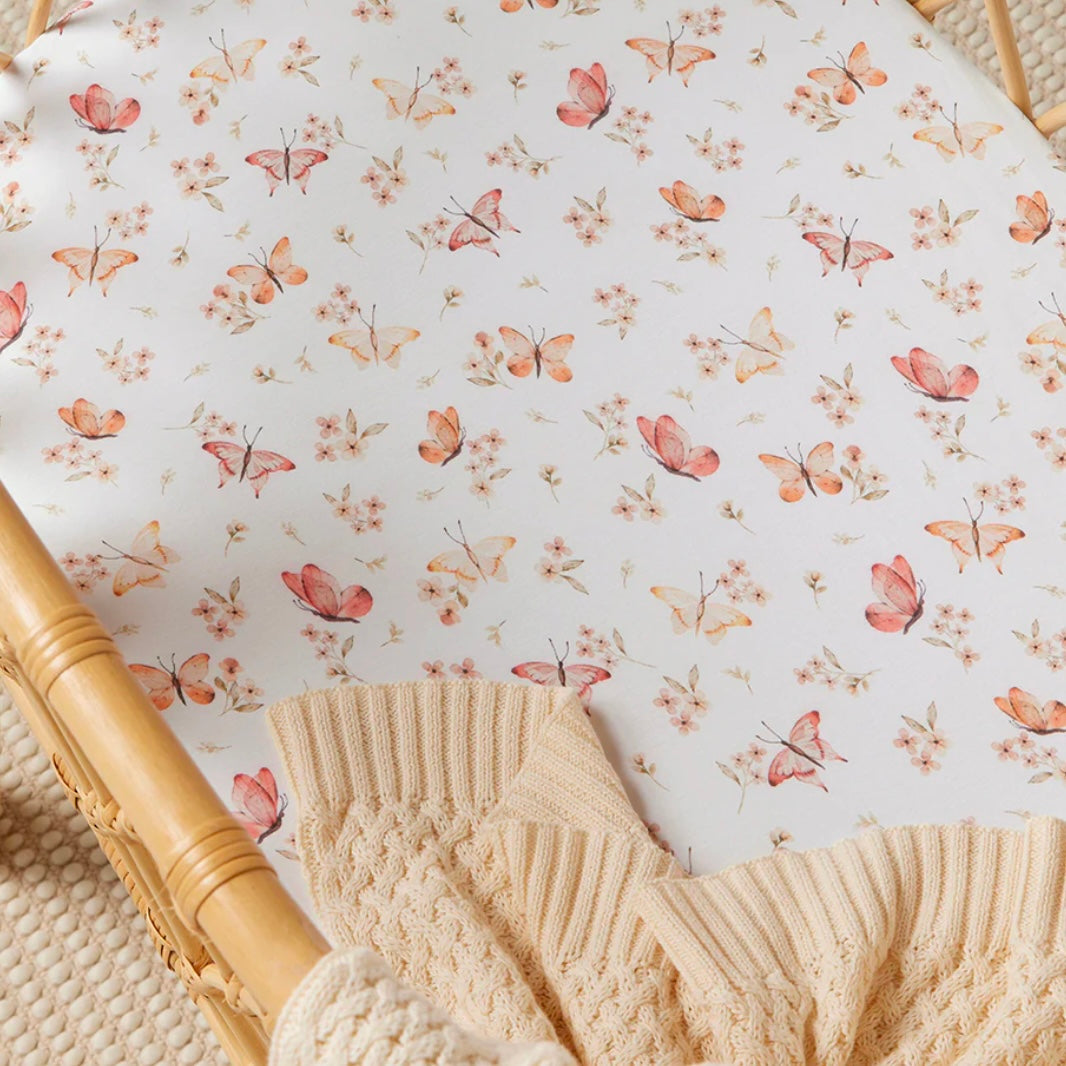 Snuggle Hunny / Fitted Bassinet Sheet - Butterfly
