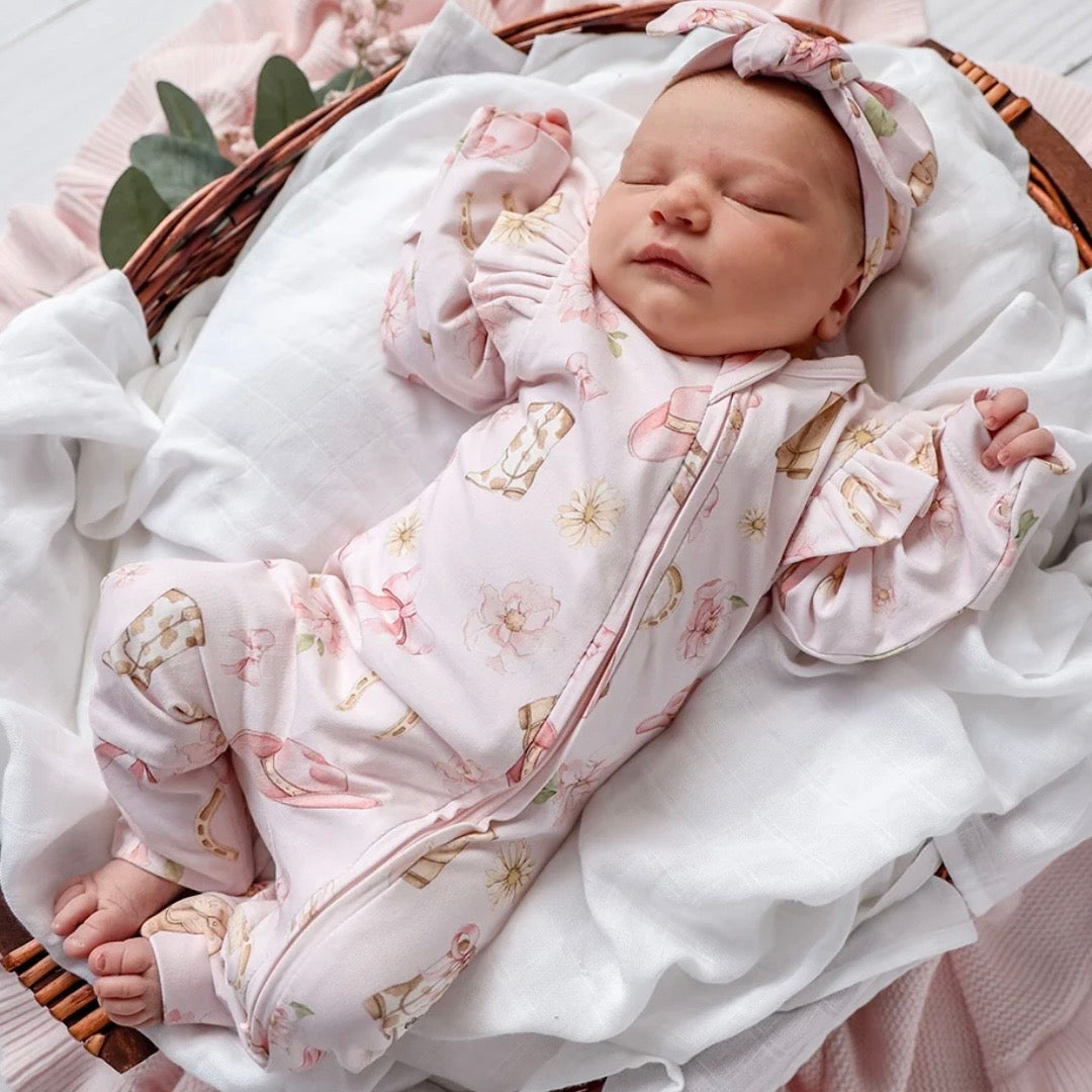 Snuggle Hunny / Snugglesuit Convertible Romper - Boots & Bows
