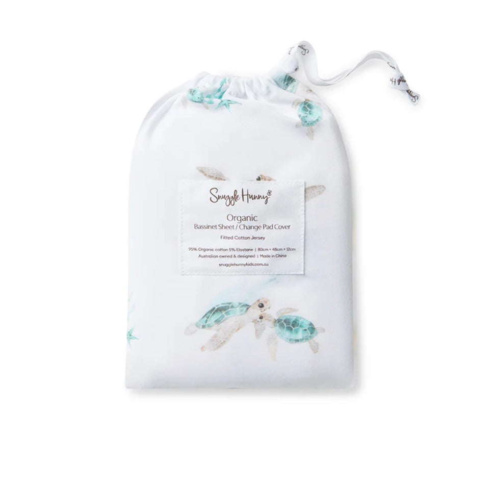 Snuggle Hunny / Fitted Bassinet Sheet - Turtle